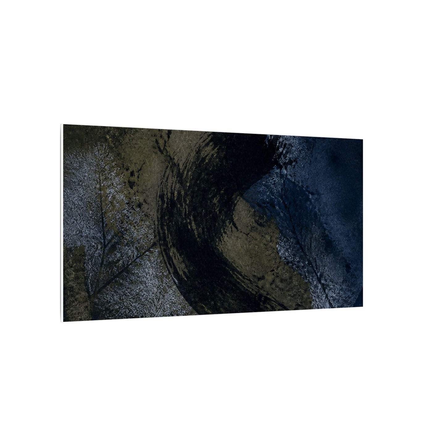 Shibui Ink Brushstroke Canvas Art - Dark Japandi Dark Texture