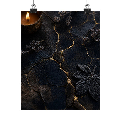 Luxurious Cracked Earth Wall Art Print - Moody Minimal Dark Japandi