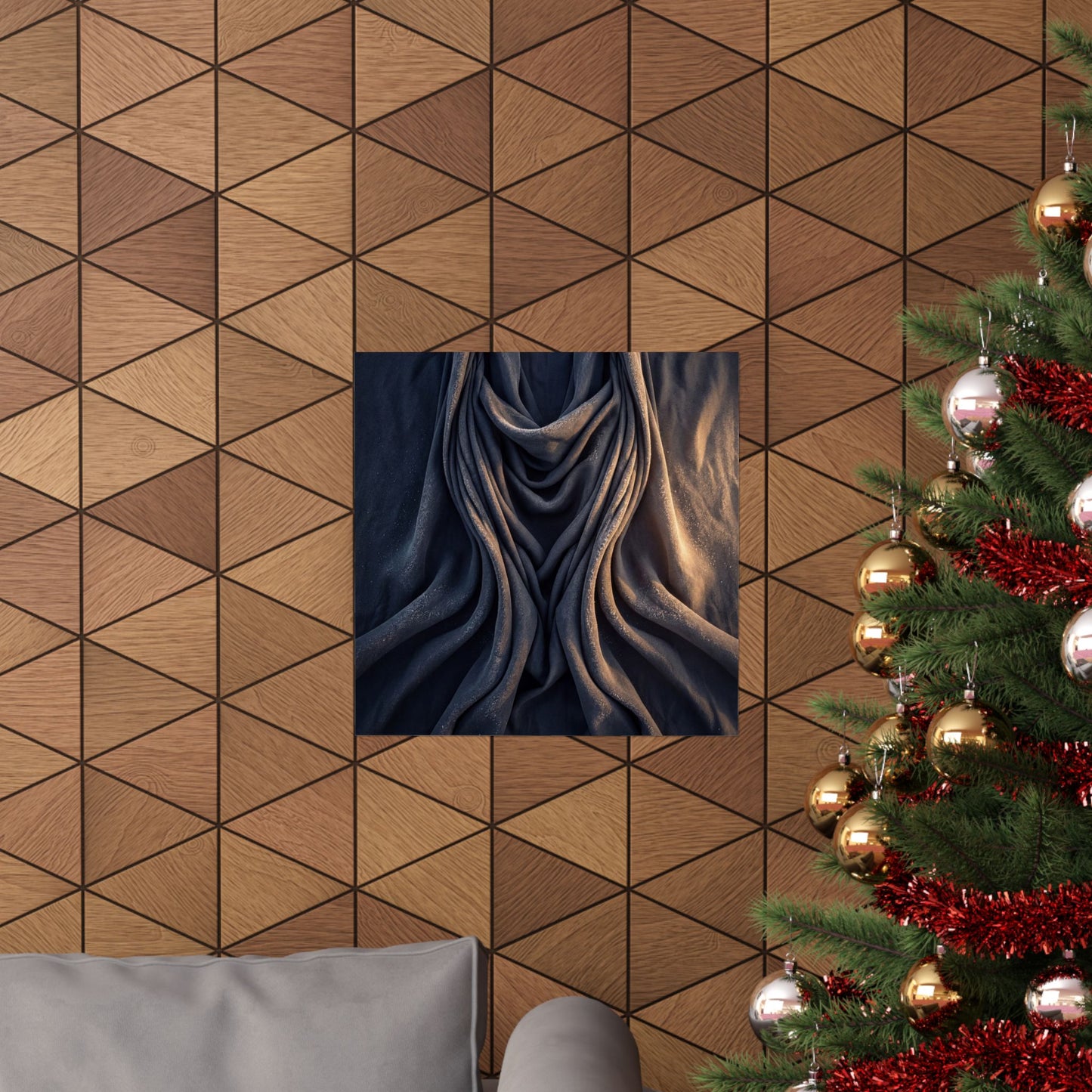 Silk Drape Shadow Zen Wall Art Print | Sophisticated Dark Japandi Art