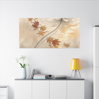 Lotus Flower Canvas Art | Autumn Japandi Minimal Line Art