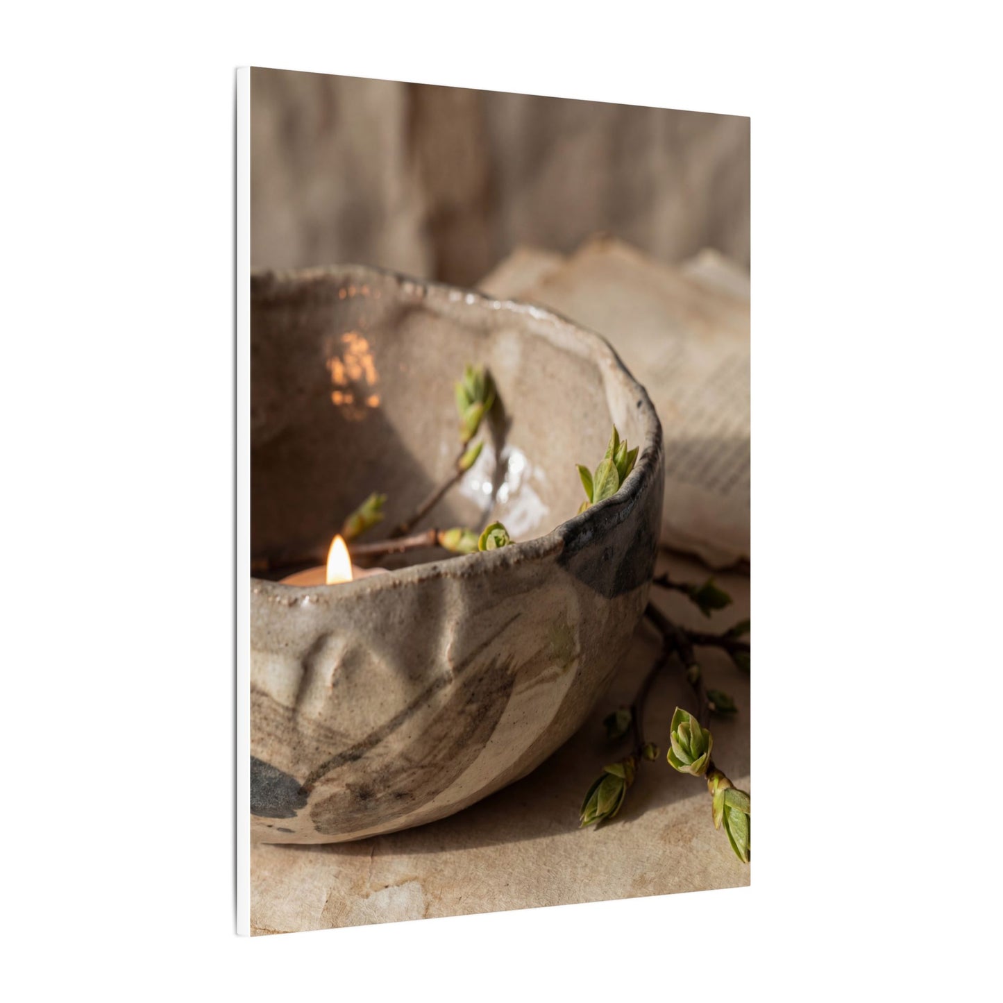 Candlelight Ceramic Bowl Canvas Art - Japandi Ma