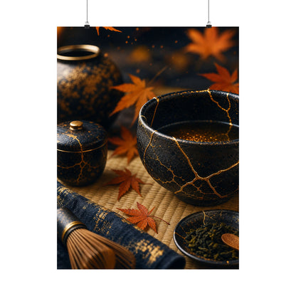 Tea Ceremony Gold Repair Wall Art Print | Healing Kintsugi Art
