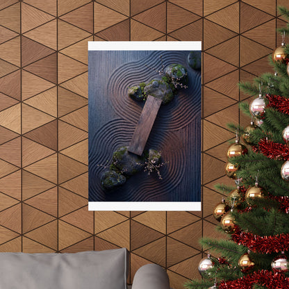 Rock Garden Moody Minimal Wall Art Print | Moody Dark Japandi Art