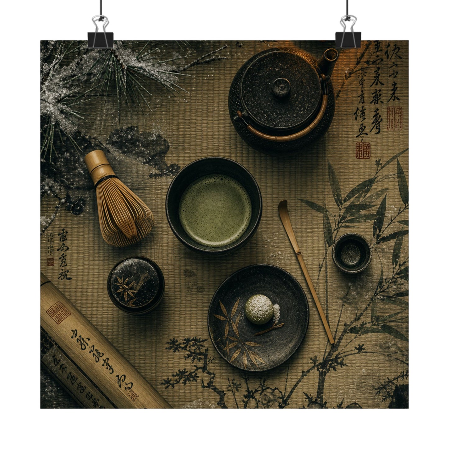 Tea Ceremony Winter Wall Art Print | Zen Calm Design