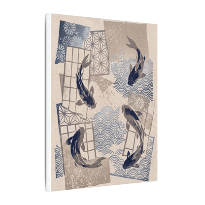 Earthy Koi Pond Canvas Art - Japanese Pattern Japandi