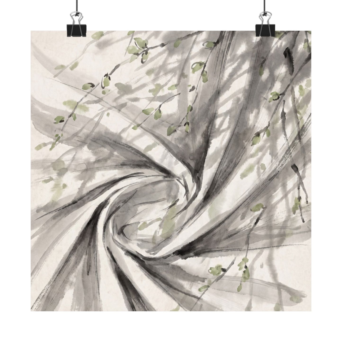 Silk Drape Wall Art Print | Spring Zen Sumi E Art Art Print