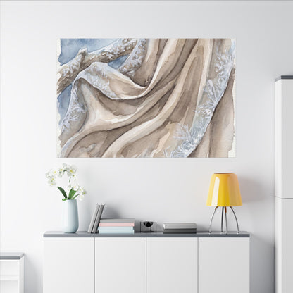 Silk Drape Winter Canvas Art | Japandi Cozy Design
