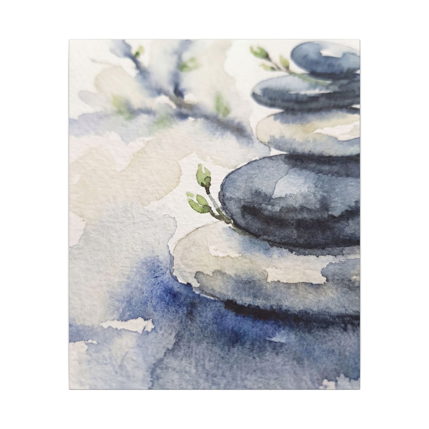 River Stones Watercolor Canvas Art | Cozy Japandi Art
