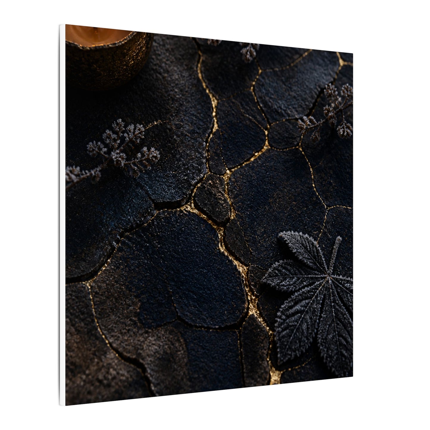Candlelight Cracked Earth Canvas Art - Dark Japandi Ma