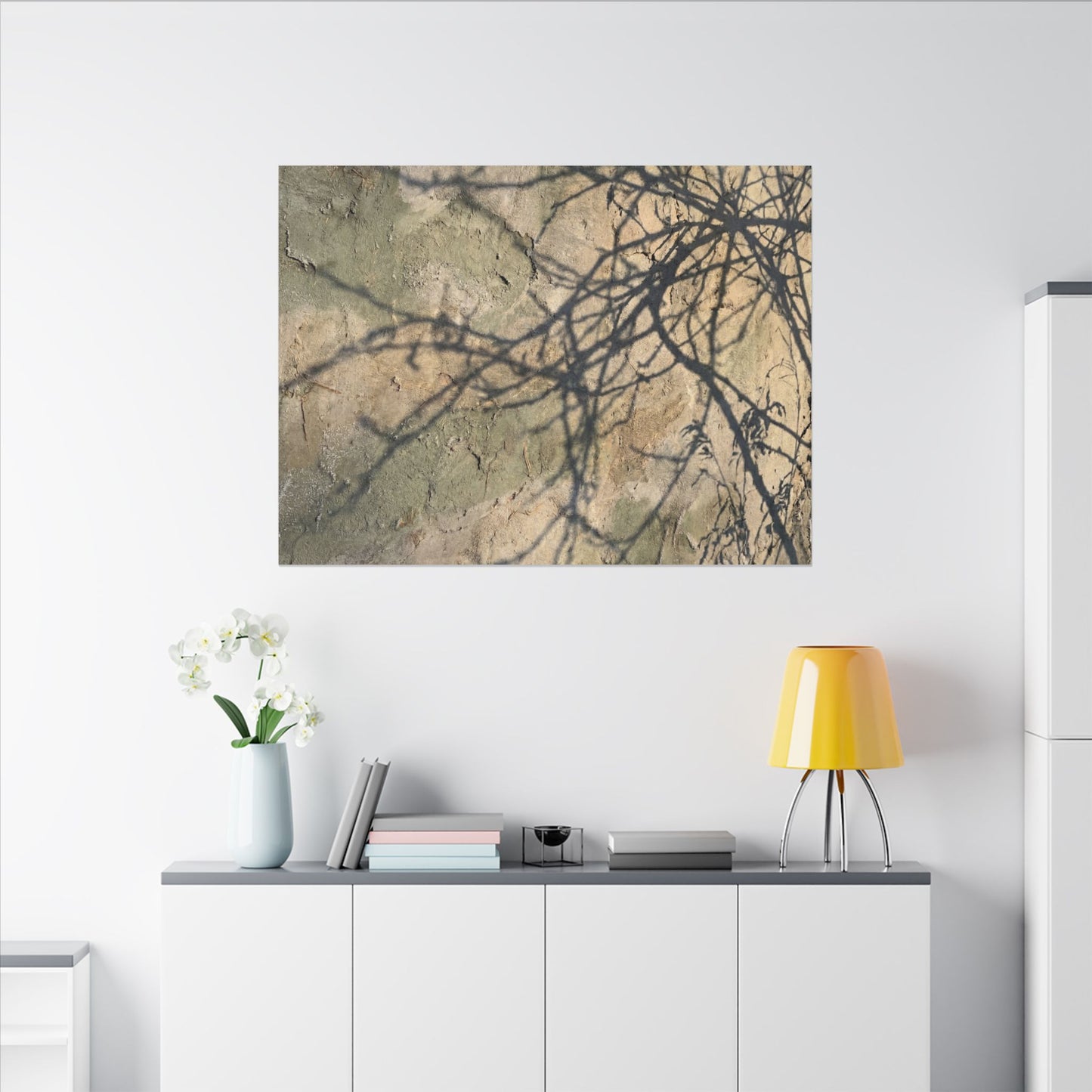 Japandi Shadow Play in Golden Hour | Texture Canvas Art