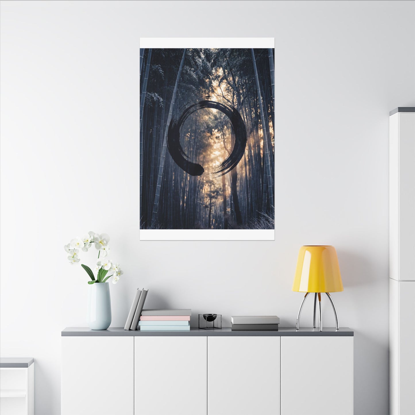 Bamboo Grove Canvas Art | Winter Zen Enso Art