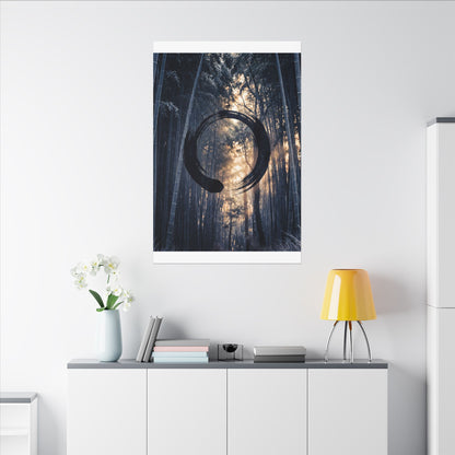 Bamboo Grove Canvas Art | Winter Zen Enso Art
