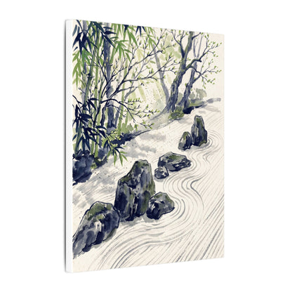 Dappled Rock Garden Canvas Art - Zen Mono No Aware