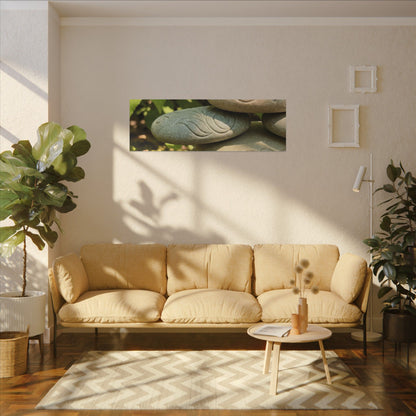 River Stones Summer Canvas Art | Japandi Earthy Design