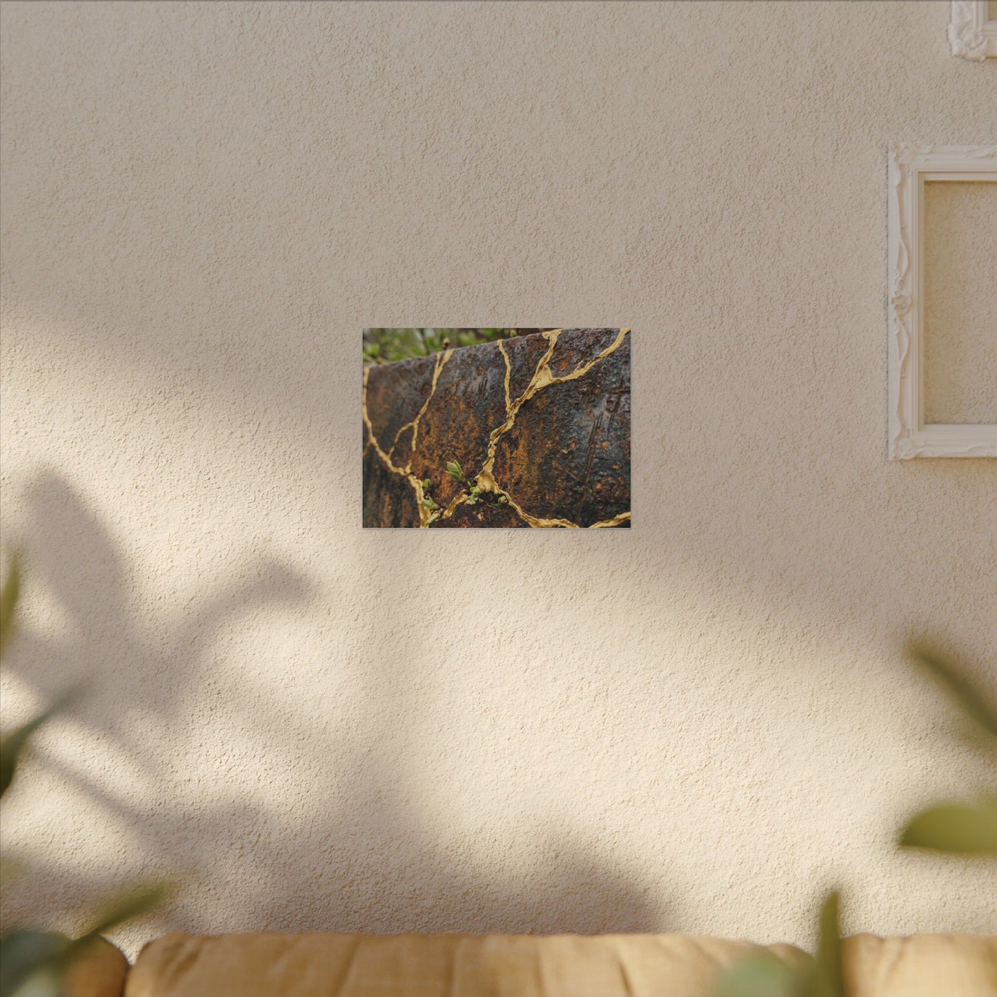 Mono No Aware Rust Patina Canvas Art - Kintsugi Gold Repair