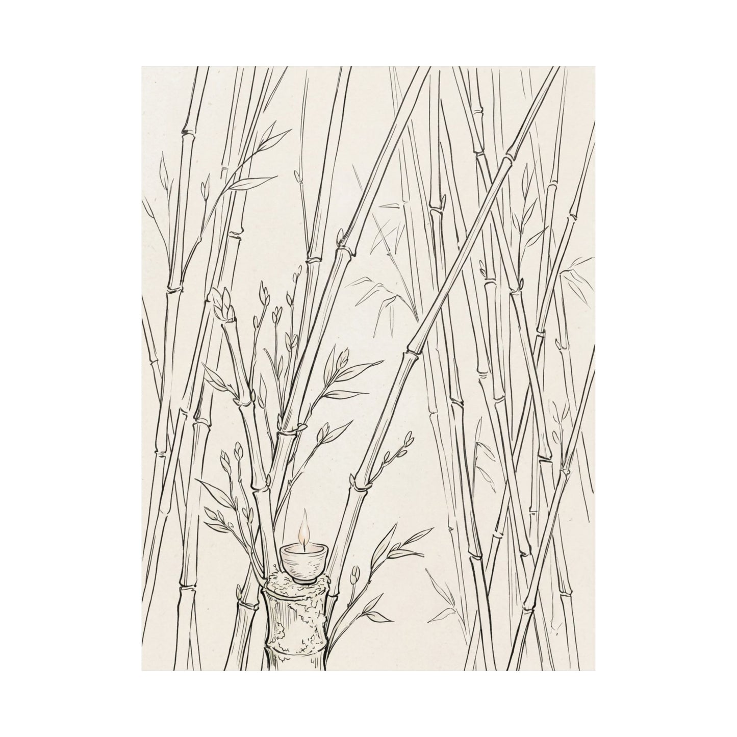 Bamboo Grove Wall Art Print | Spring Japandi Minimal Line Art