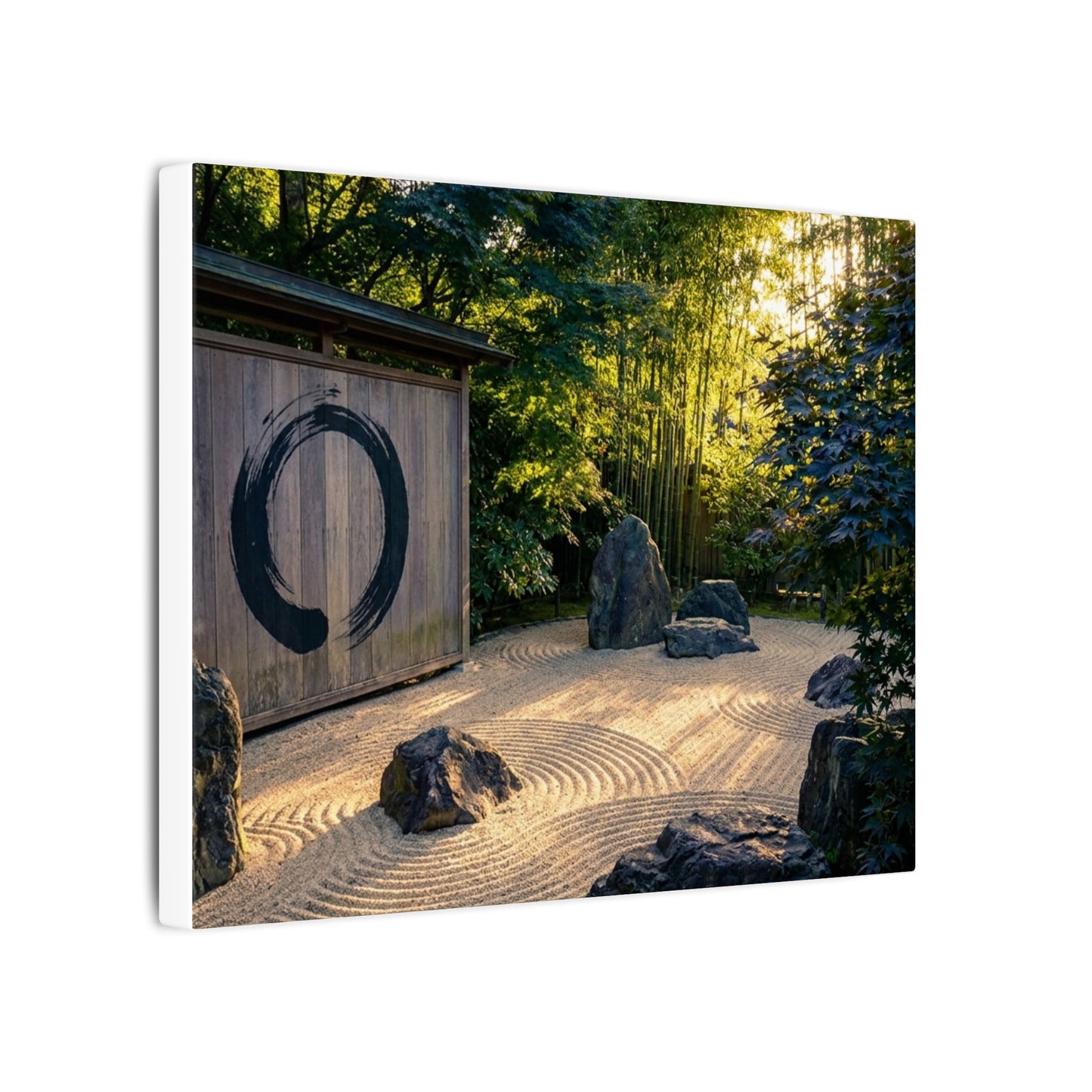Rock Garden Enso Canvas Art | Tranquil Zen Art