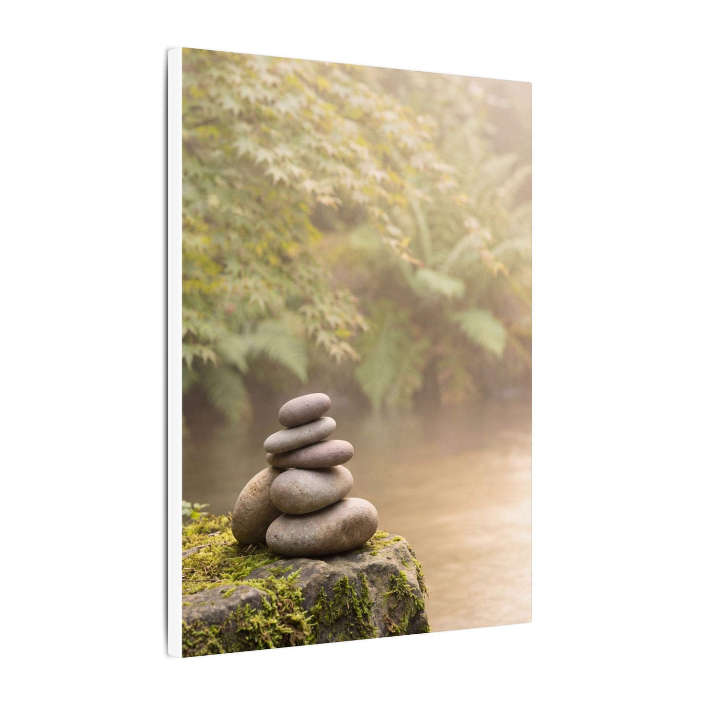 Cozy River Stones Canvas Art - Japanese Pattern Japandi