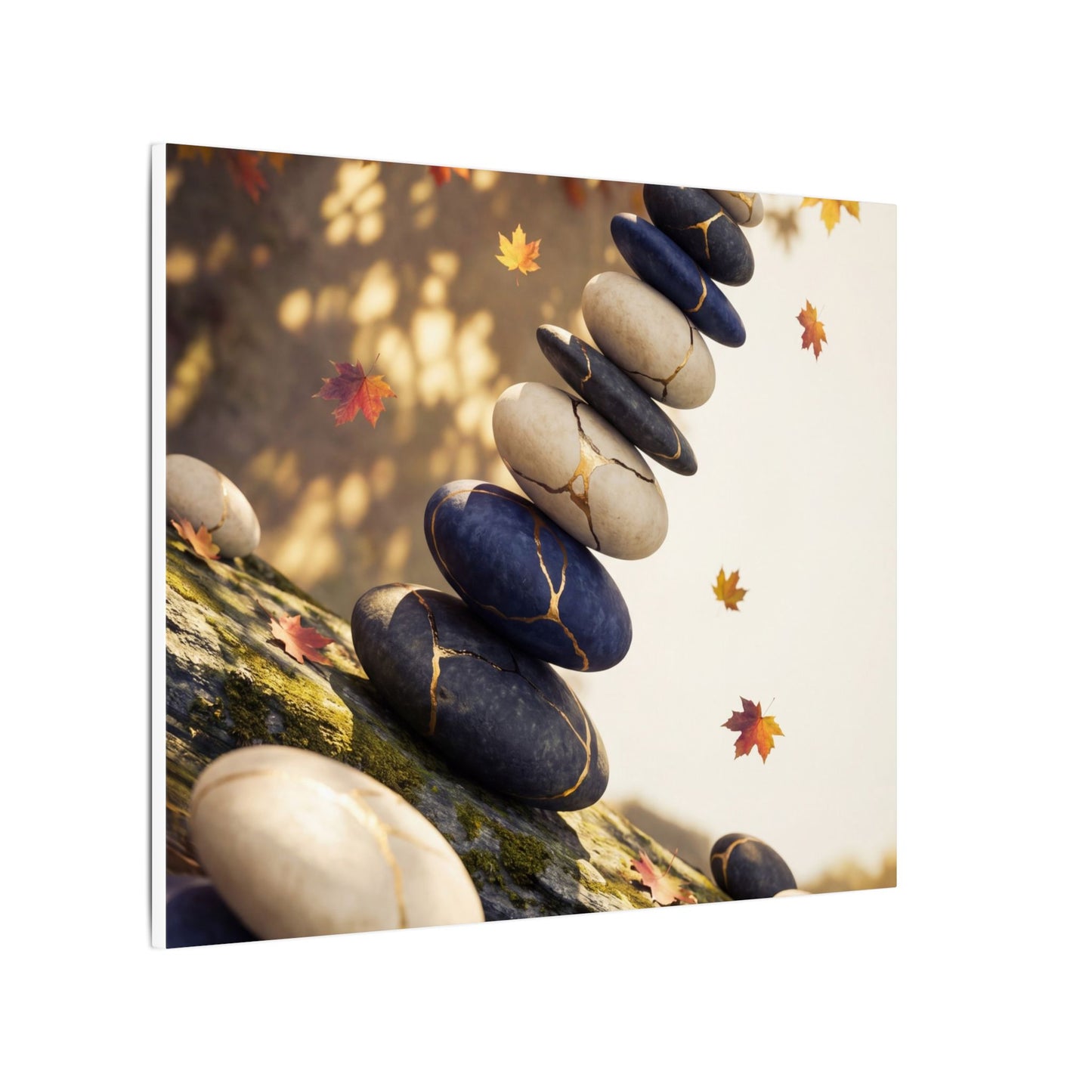 Ma River Stones Canvas Art - Kintsugi Gold Vein
