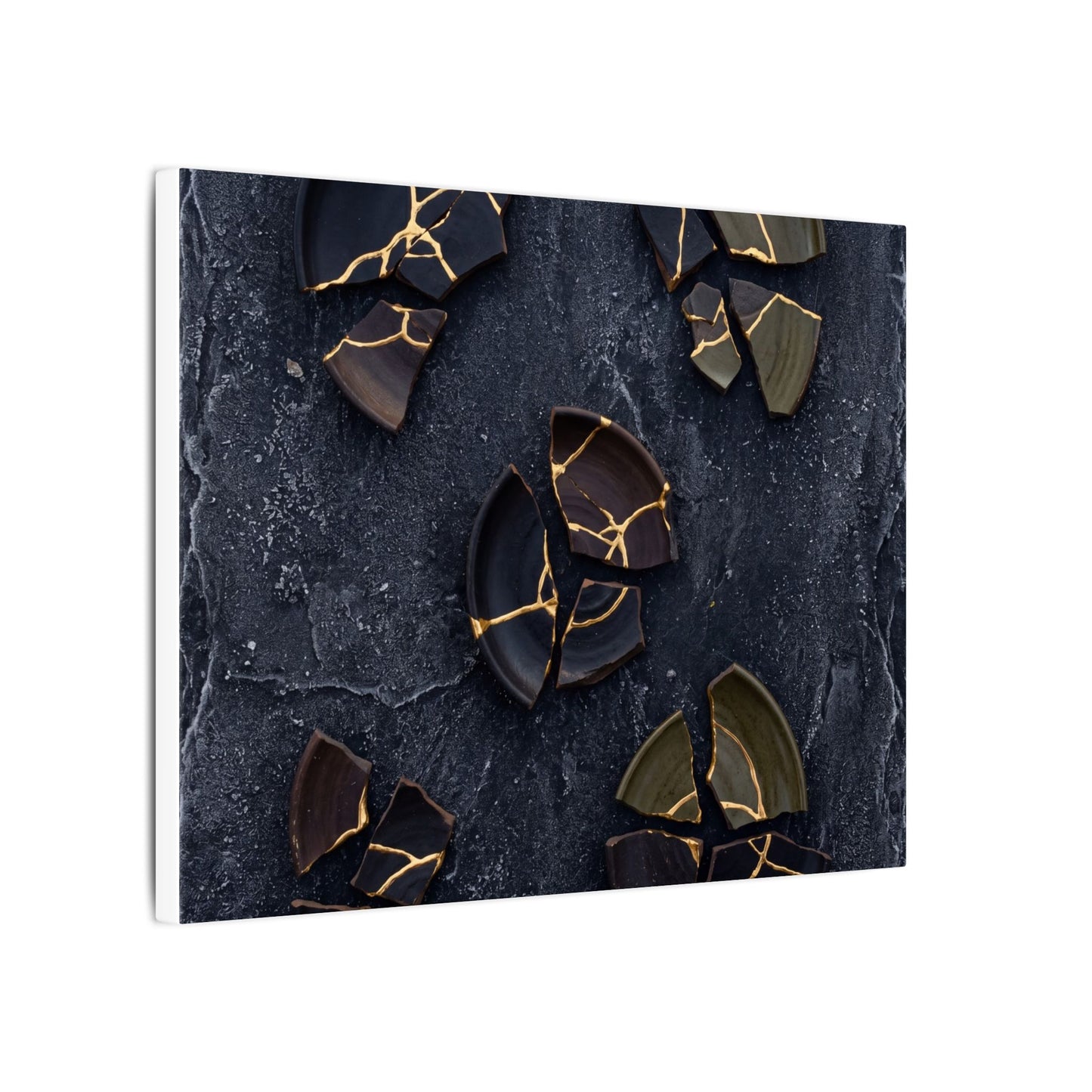 Broken Pottery Canvas Art | Winter Dark Japandi Shadow Zen Art
