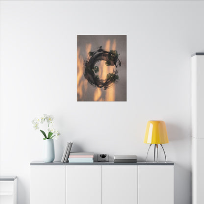 Ink Brushstroke Spring Canvas Art | Dark Japandi Bold Design
