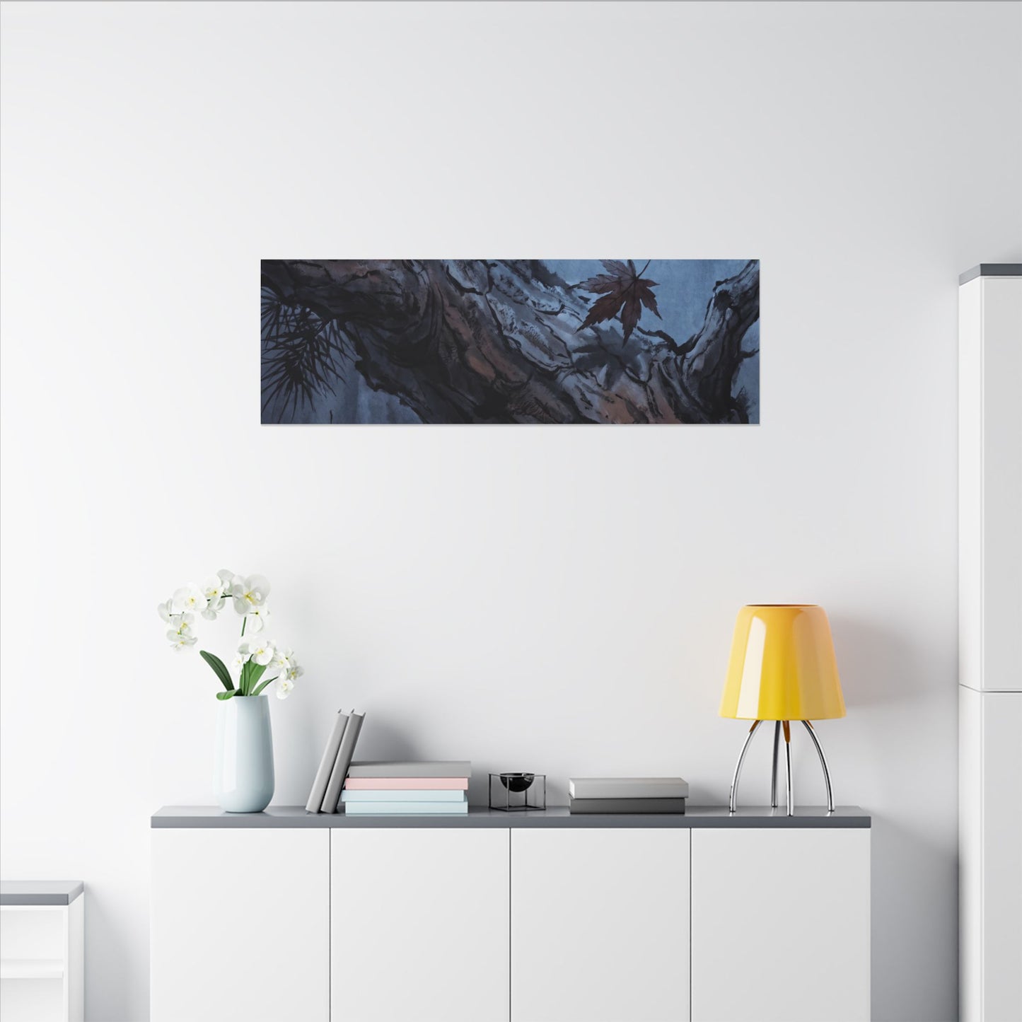 Atmospheric Pine Tree Canvas Art - Shadow Zen Dark Japandi