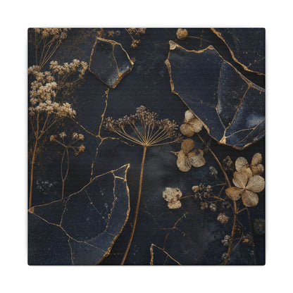 Philosophical Dried Flowers Canvas Art - Broken Beauty Kintsugi