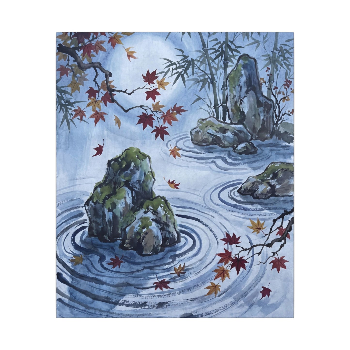 Rock Garden Autumn Canvas Art | Zen Tranquil Design