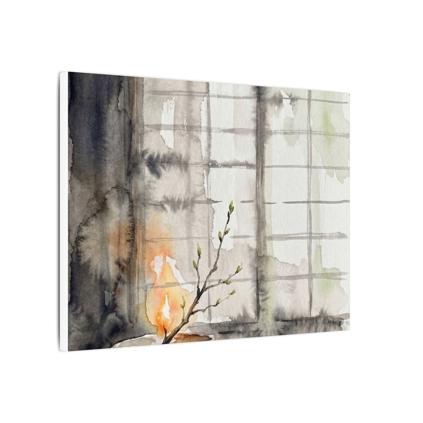 Shoji Screen Canvas Art | Spring Japandi Watercolor Art