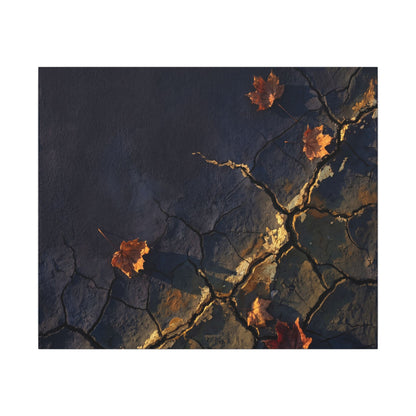 Cracked Earth Canvas Art | Autumn Dark Japandi Dark Texture Art