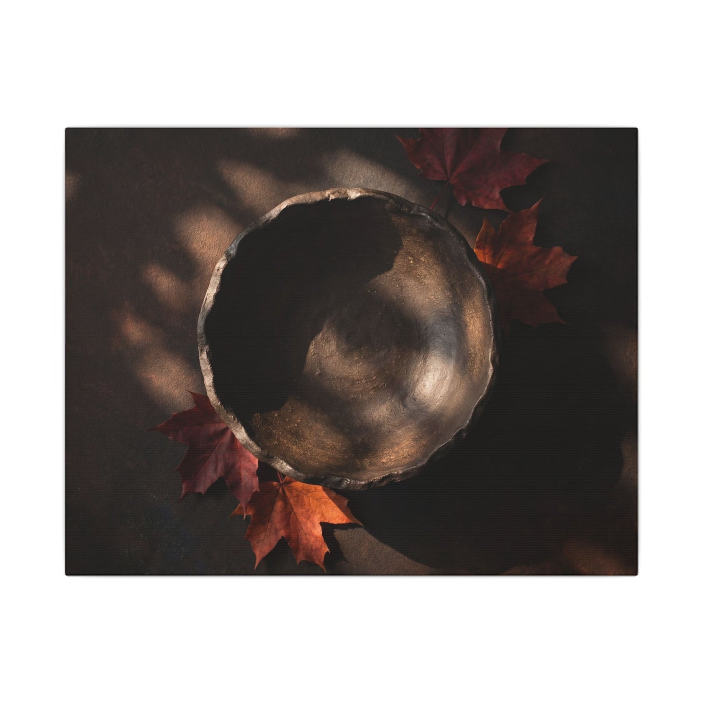 Ceramic Bowl Canvas Art | Autumn Dark Japandi Dark Texture Art Art Print