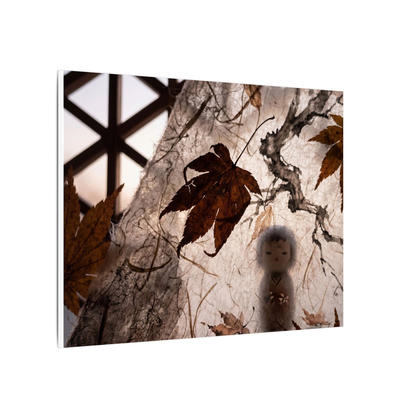 Shoji Screen Autumn Canvas Art | Dark Japandi Atmospheric Design
