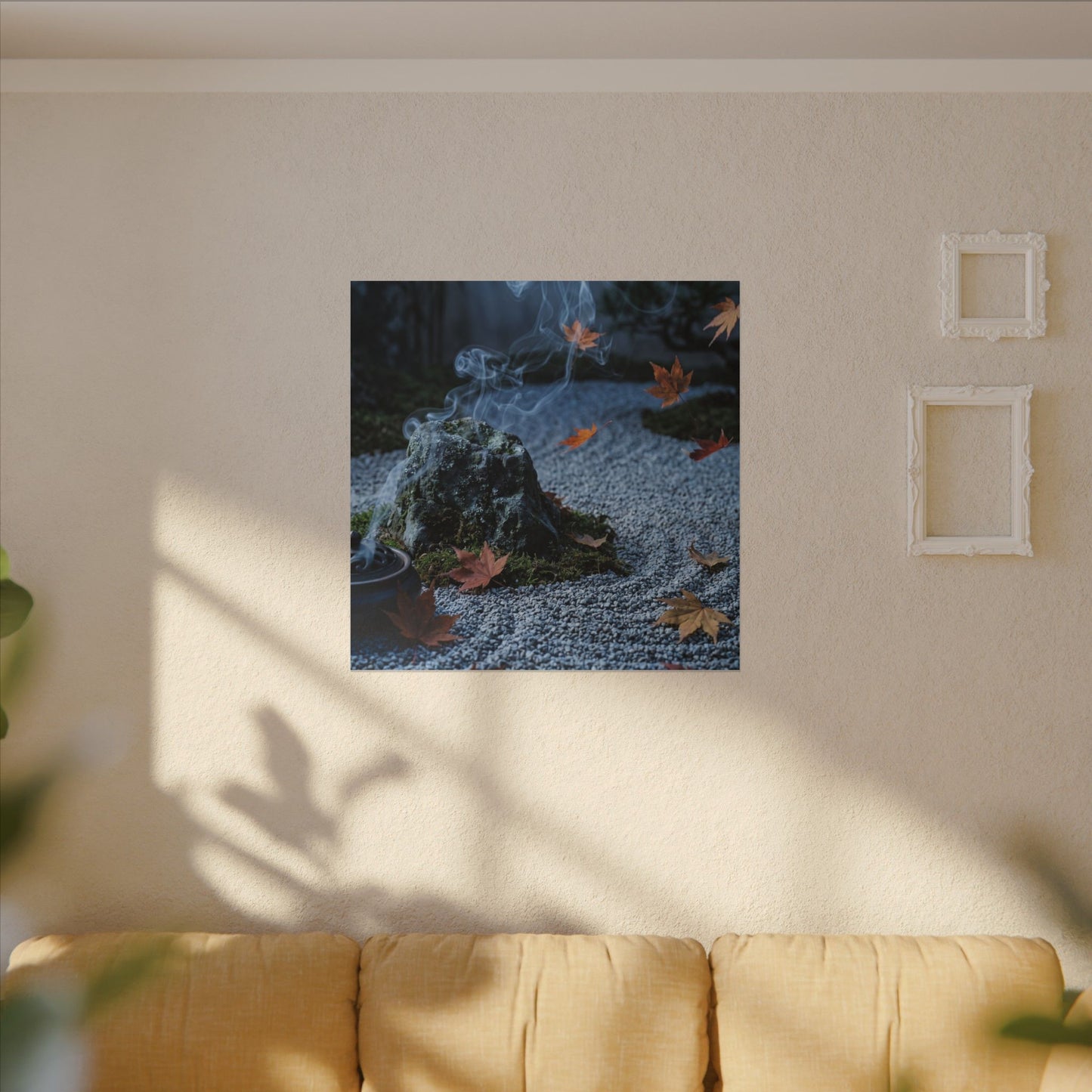 Autumn Incense Smoke Karesansui Canvas Art | Calm Decor
