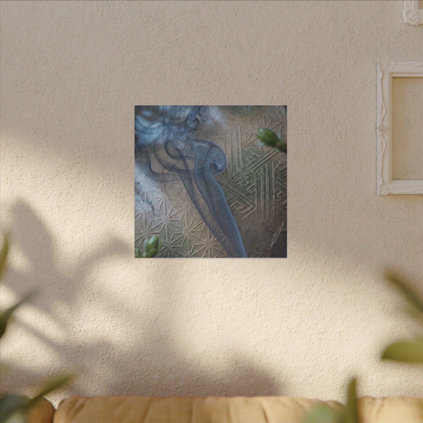 Spring Incense Smoke Japanese Pattern Canvas Art | Neutral Decor