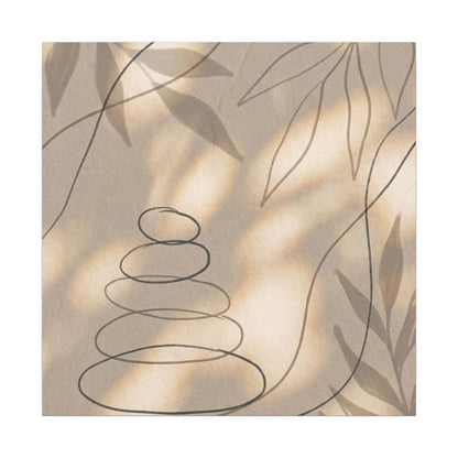 River Stones Minimal Line Canvas Art | Earthy Japandi Art