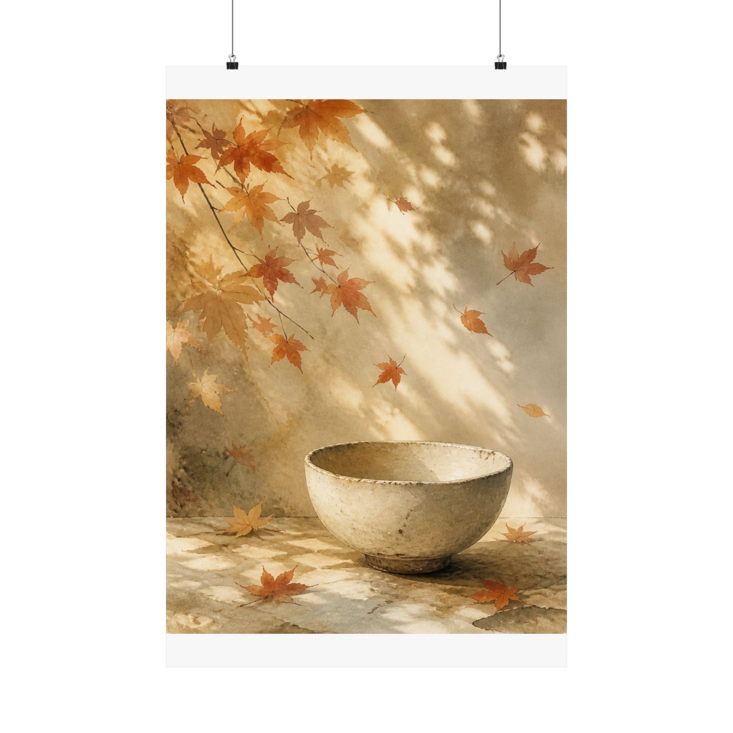 Ceramic Bowl Wall Art Print | Autumn Japandi Watercolor Art