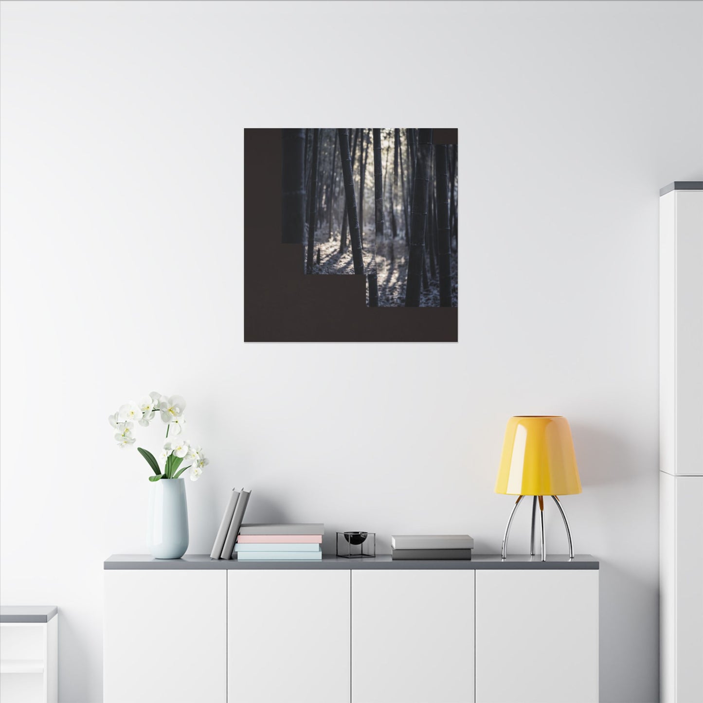 Bamboo Grove Canvas Art | Winter Dark Japandi Moody Minimal Art