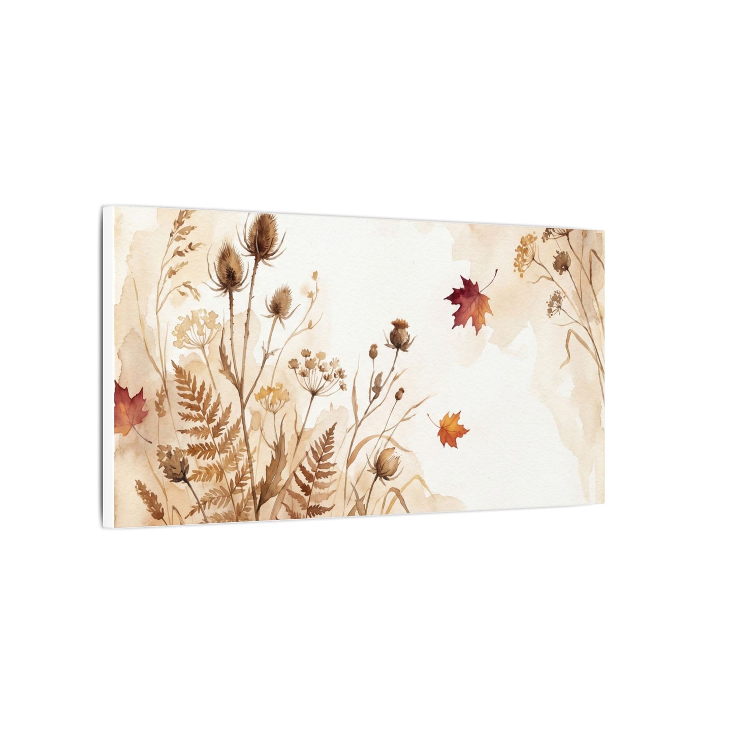 Dried Flowers Canvas Art | Autumn Japandi Watercolor Art