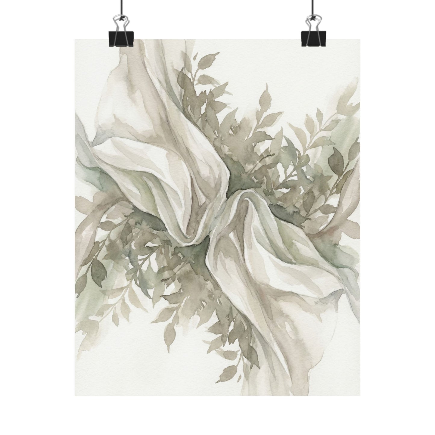 Silk Drape Watercolor Wall Art Print | Elegant Japandi Art Art Print