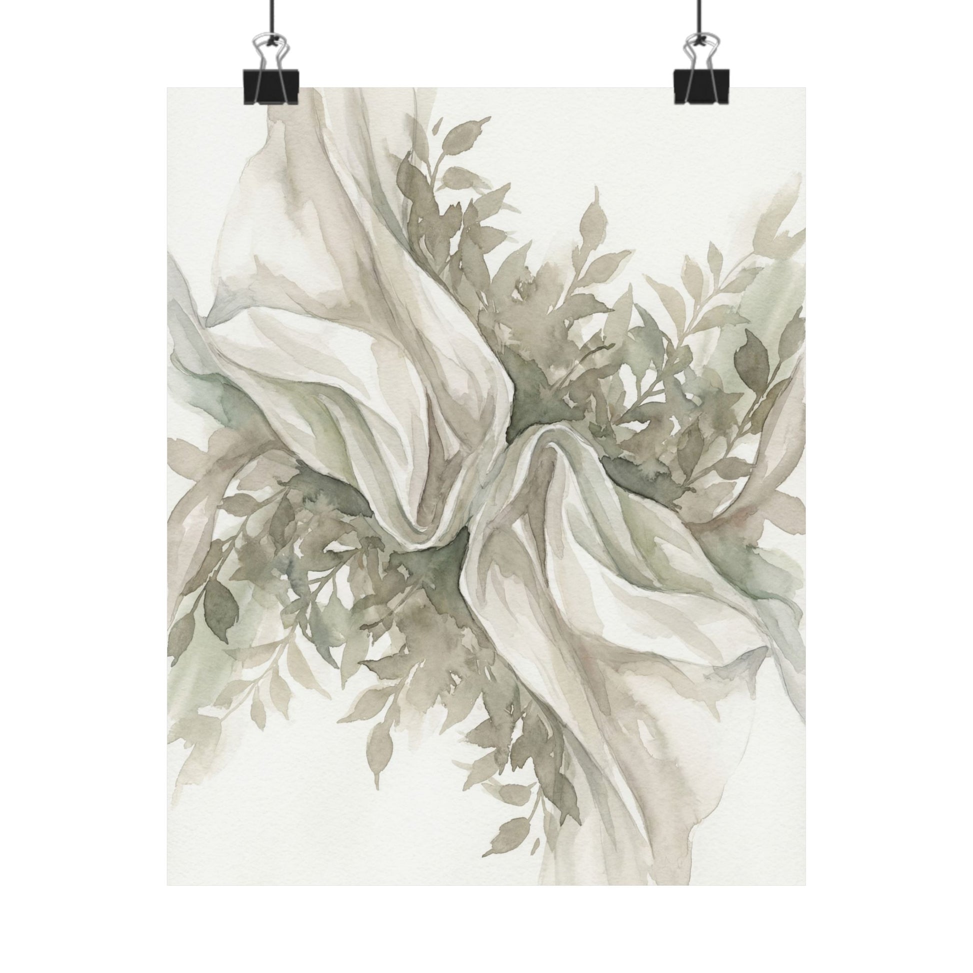 Silk Drape Watercolor Wall Art Print | Elegant Japandi Art Art Print