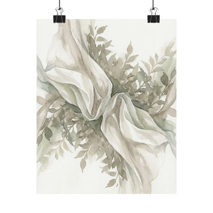 Silk Drape Watercolor Wall Art Print | Elegant Japandi Art Art Print