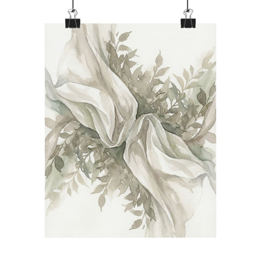 Silk Drape Watercolor Wall Art Print | Elegant Japandi Art Art Print
