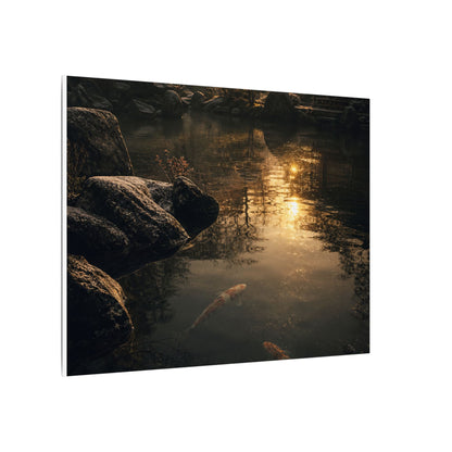 Winter Koi Pond Shadow Zen Canvas Art | Bold Decor