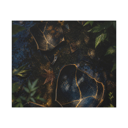Dark Japandi Broken Pottery in Dappled | Shadow Zen Canvas Art