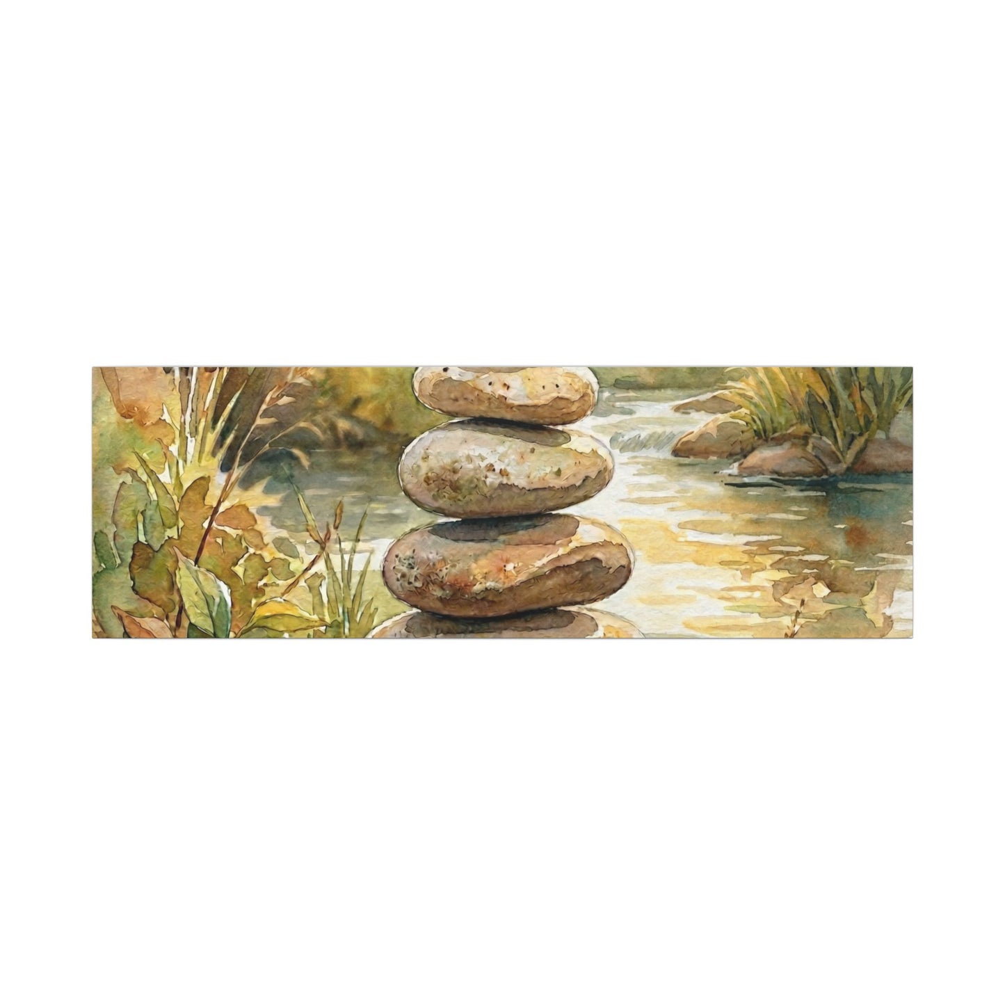 River Stones Summer Canvas Art | Japandi Cozy Design