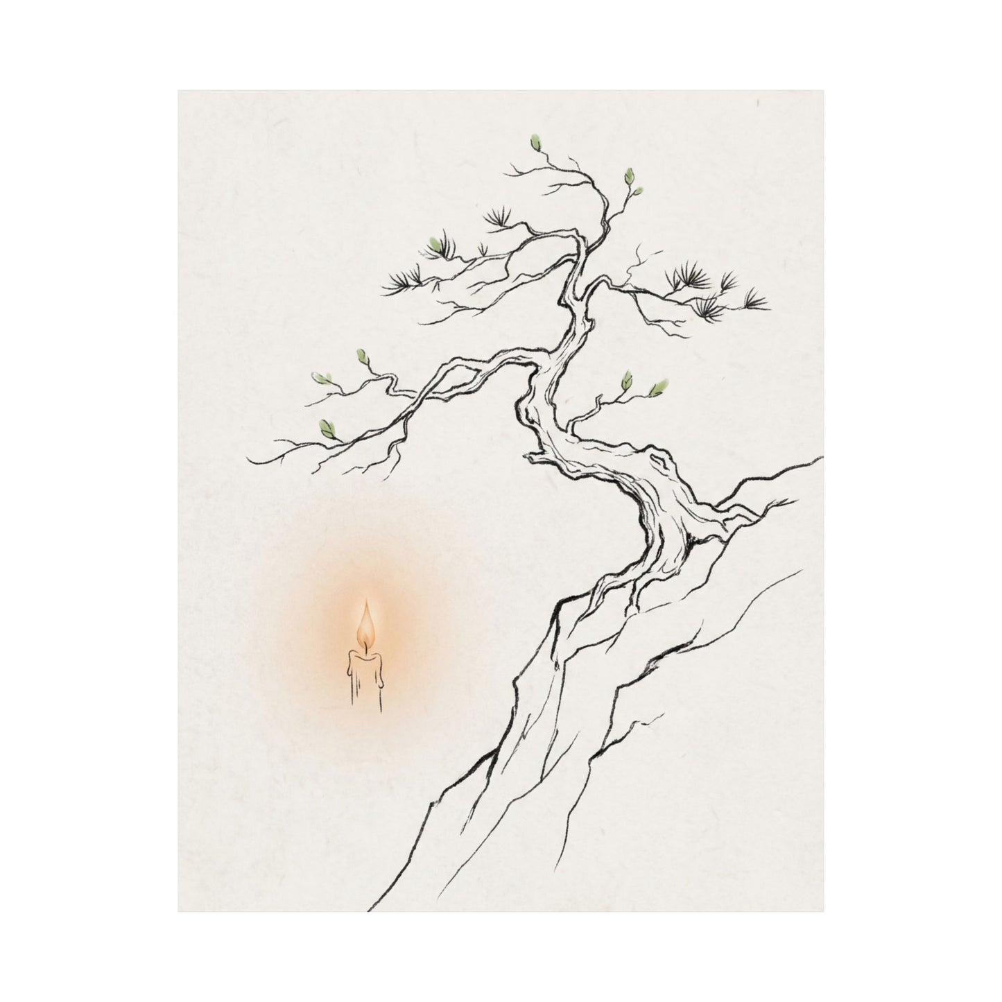 Spring Pine Tree Minimal Line Wall Art Print | Warm Decor