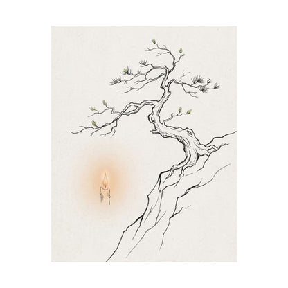 Spring Pine Tree Minimal Line Wall Art Print | Warm Decor