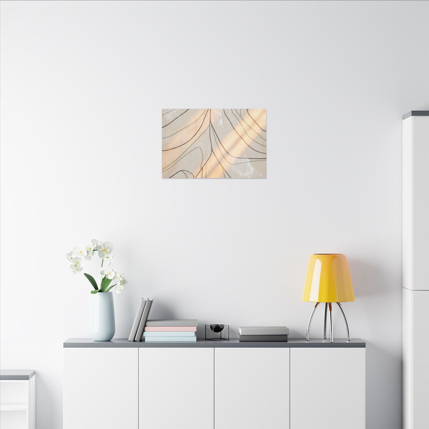 Shoji Screen Minimal Line Canvas Art | Warm Japandi Art