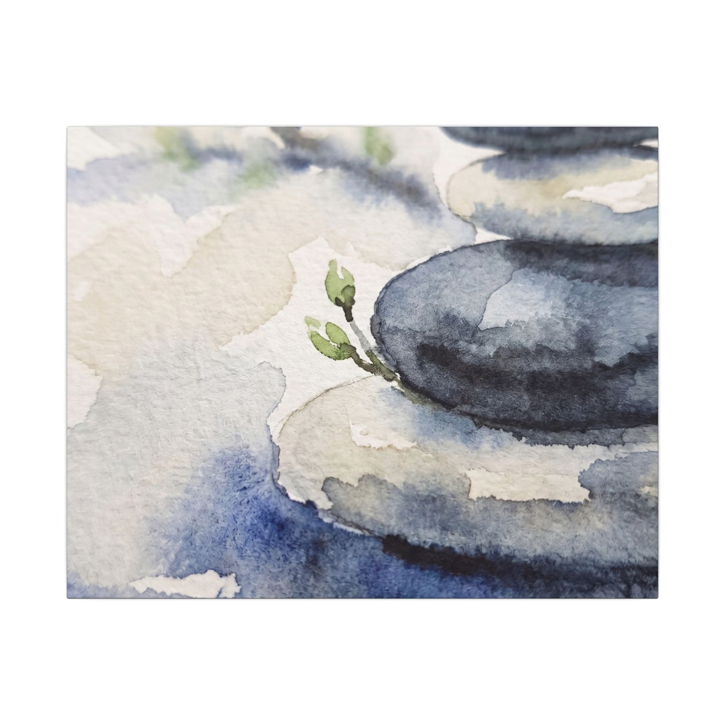 River Stones Watercolor Canvas Art | Cozy Japandi Art