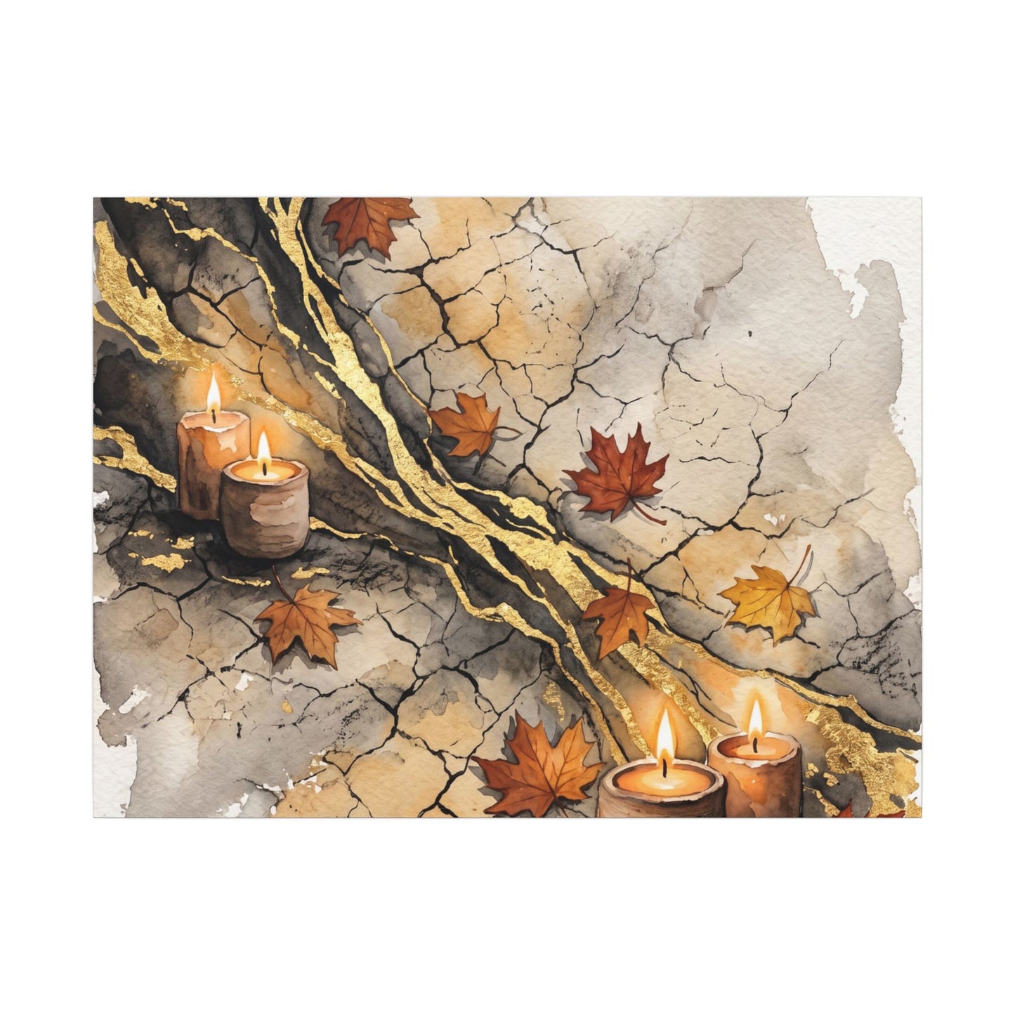 Cracked Earth Autumn Canvas Art | Japandi Warm Design